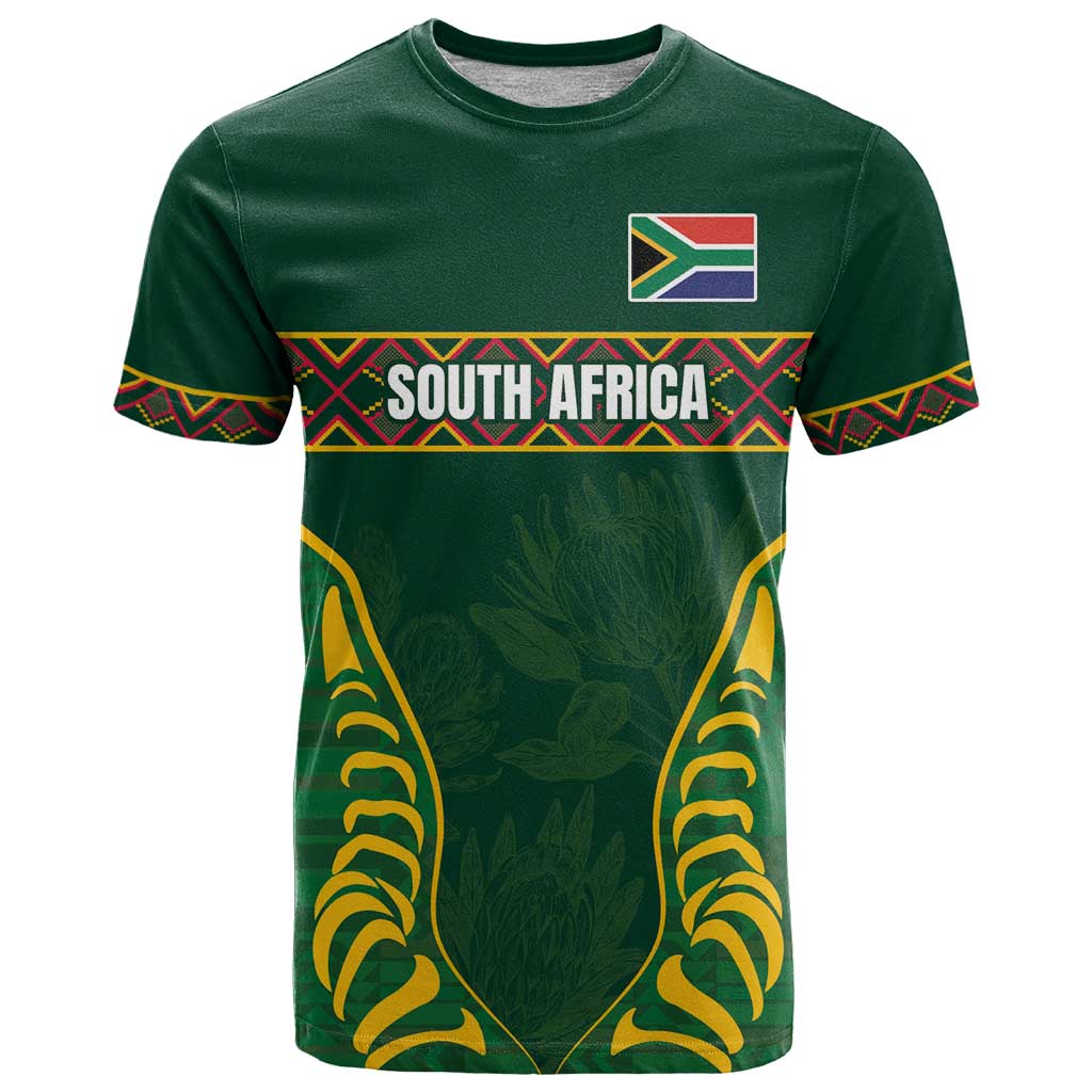 Custom South Africa Rugby T-Shirt Springboks Spirit and King Protea Graphic Tee