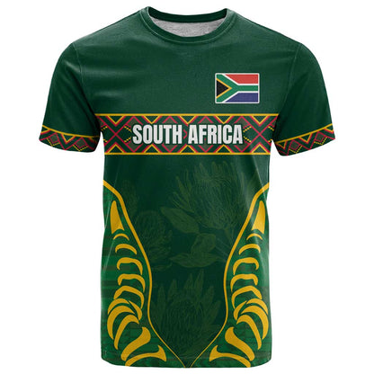 Custom South Africa Rugby T-Shirt Springboks Spirit and King Protea Graphic Tee