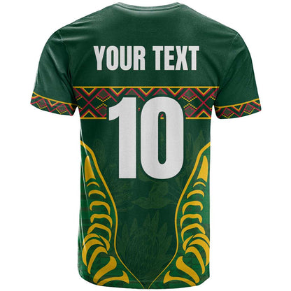 Custom South Africa Rugby T-Shirt Springboks Spirit and King Protea Graphic Tee