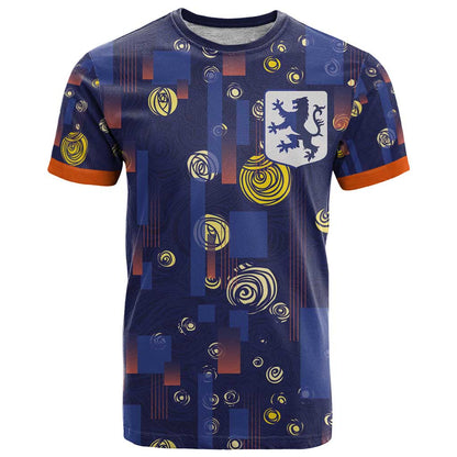 Custom Netherlands Football T-Shirt Starry Night Style Graphic Tee