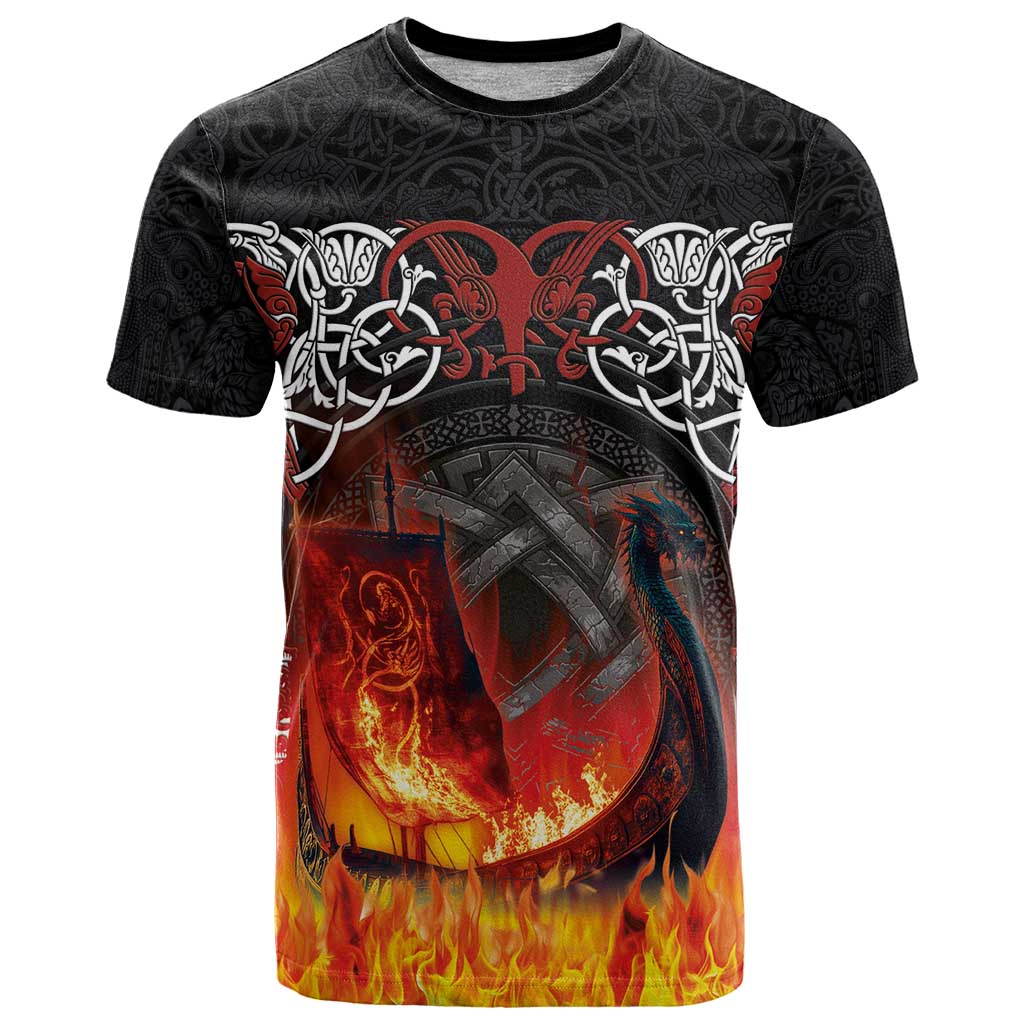 Scotland Up Helly Aa T-Shirt Drakkar Viking Longship Burning The Return of The Light Graphic Tee