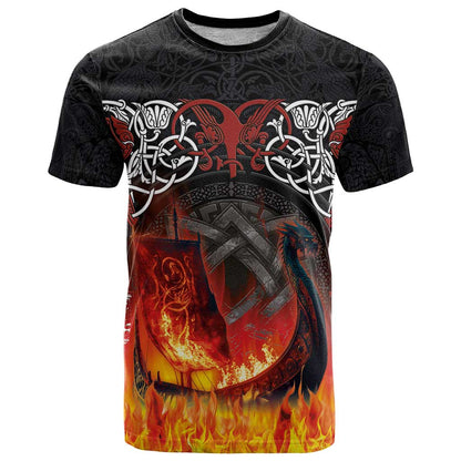 Scotland Up Helly Aa T-Shirt Drakkar Viking Longship Burning The Return of The Light Graphic Tee