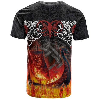 Scotland Up Helly Aa T-Shirt Drakkar Viking Longship Burning The Return of The Light Graphic Tee