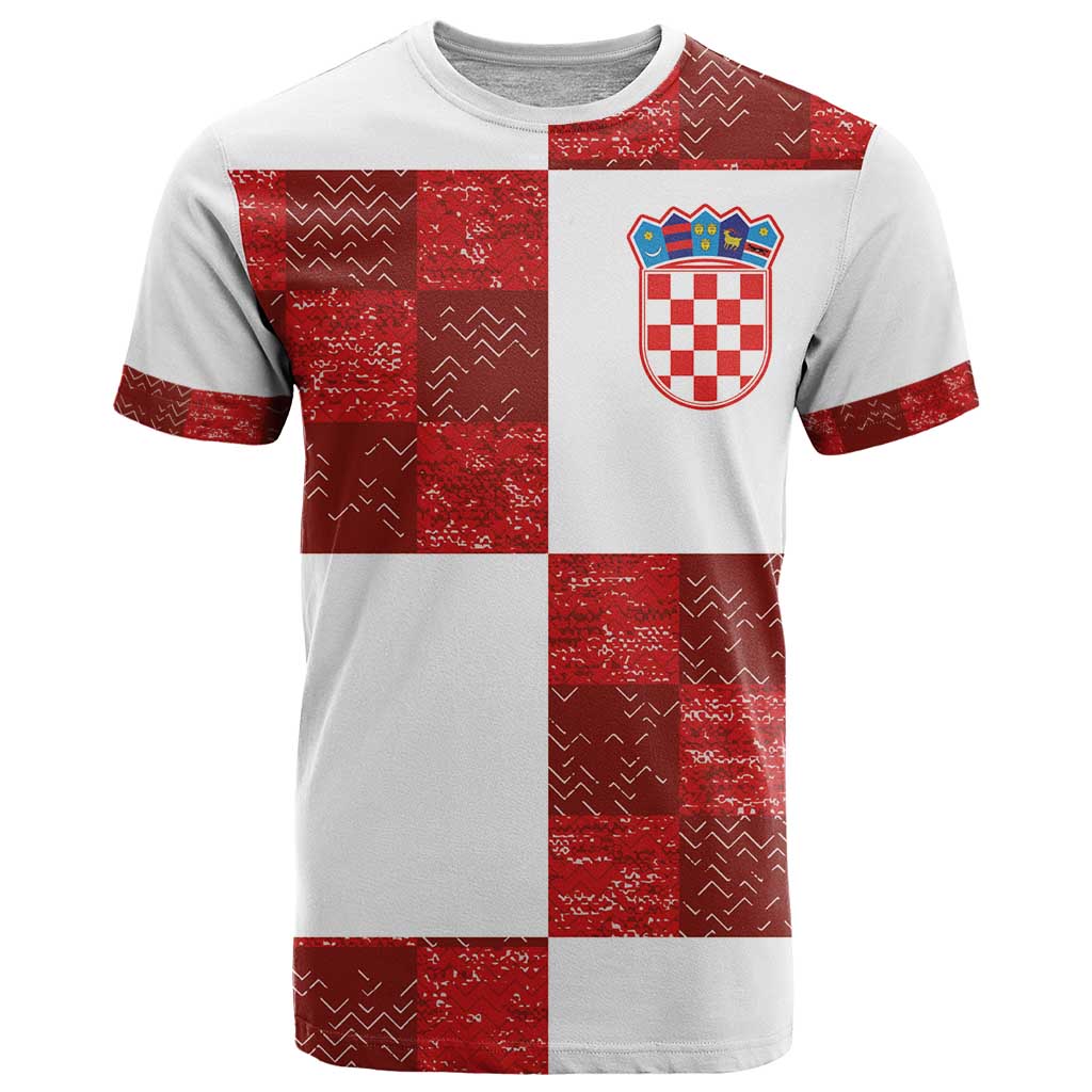 Custom Croatia Football T-Shirt Checkered Ones Sport Grunge Style Graphic Tee