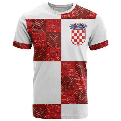 Custom Croatia Football T-Shirt Checkered Ones Sport Grunge Style Graphic Tee