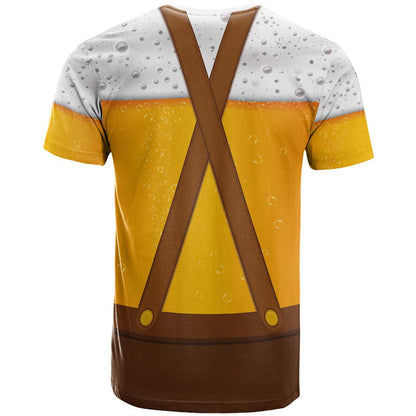 Traditional German Costume - Lederhosen and Soft Pretzel T-Shirt Oktoberfest Beer Head Funny Style Graphic Tee