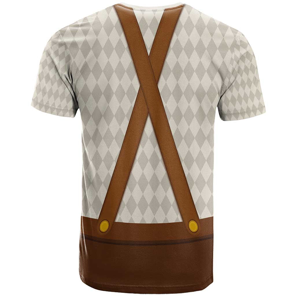 Traditional German Costume - Lederhosen and Soft Pretzel T-Shirt Old Vintage Bavarian Pattern Graphic Tee