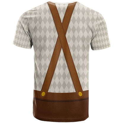 Traditional German Costume - Lederhosen and Soft Pretzel T-Shirt Old Vintage Bavarian Pattern Graphic Tee
