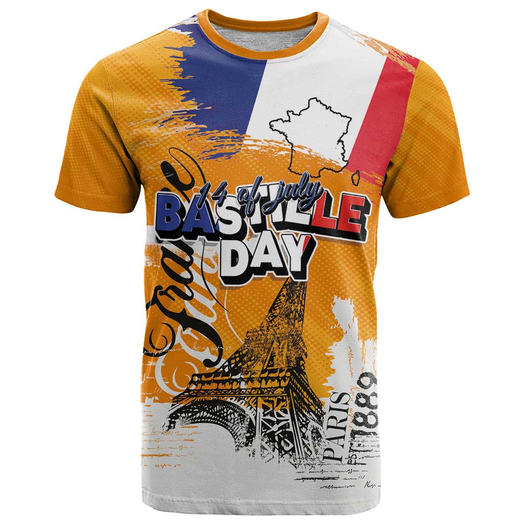 Bastille Day T-Shirt France Typography Art Grunge Style Graphic Tee