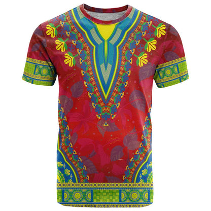 Haiti Choeblack Dashiki Style T-Shirt Red Color Graphic Tee