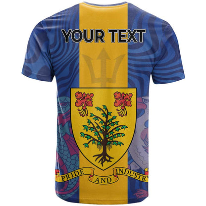Personalised Barbados Emancipation Day T-Shirt Coat of Arms and Map National Flag Style Graphic Tee