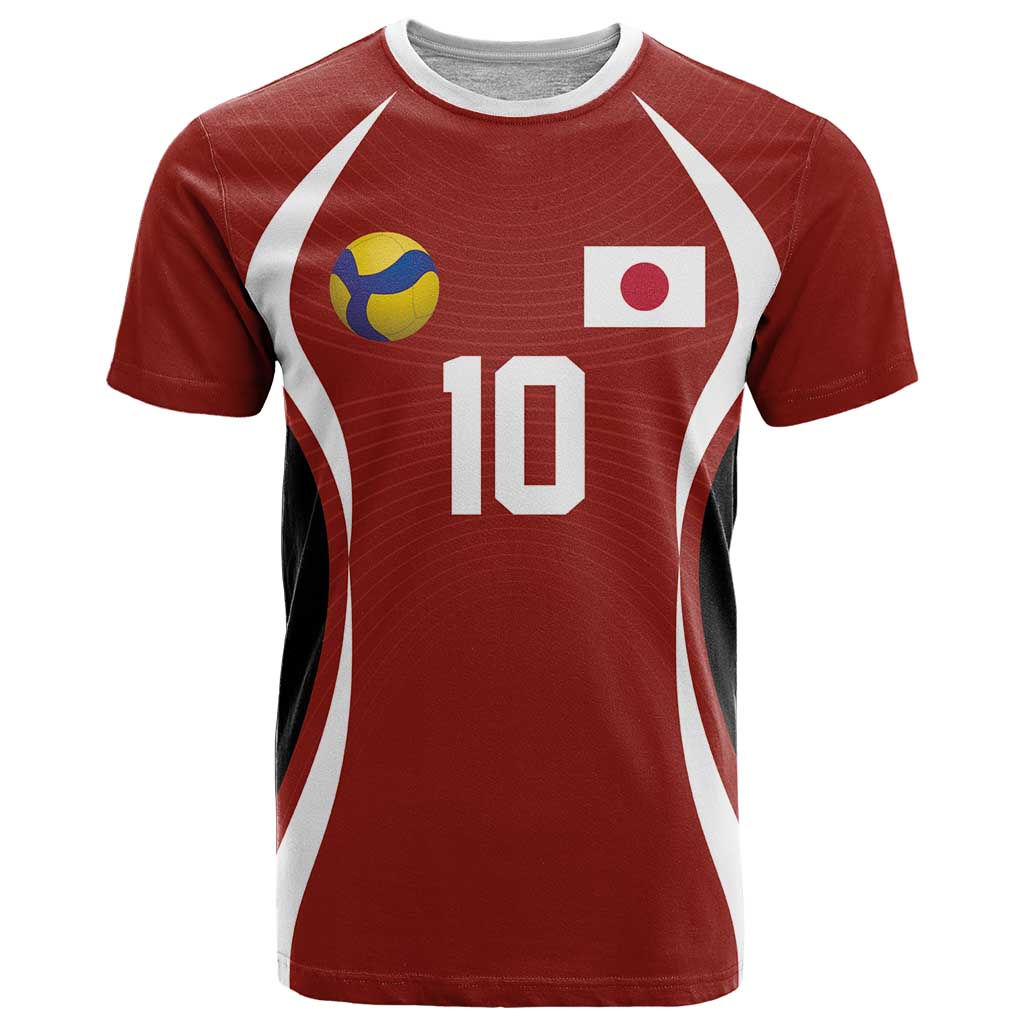 Custom Japan Volleyball T-Shirt Sporty Style Red Color Graphic Tee