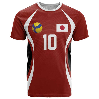 Custom Japan Volleyball T-Shirt Sporty Style Red Color Graphic Tee
