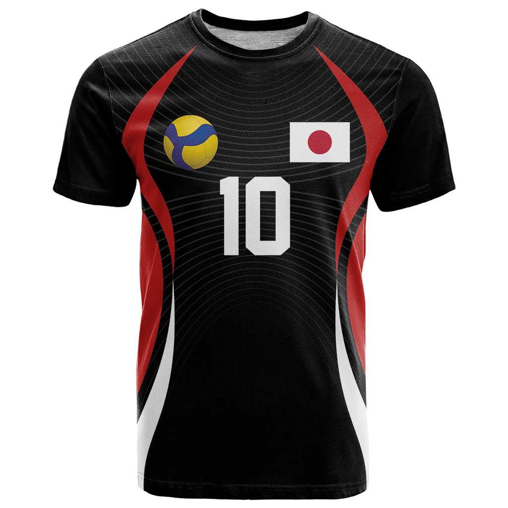 Custom Japan Volleyball T-Shirt Sporty Style Black Color Graphic Tee
