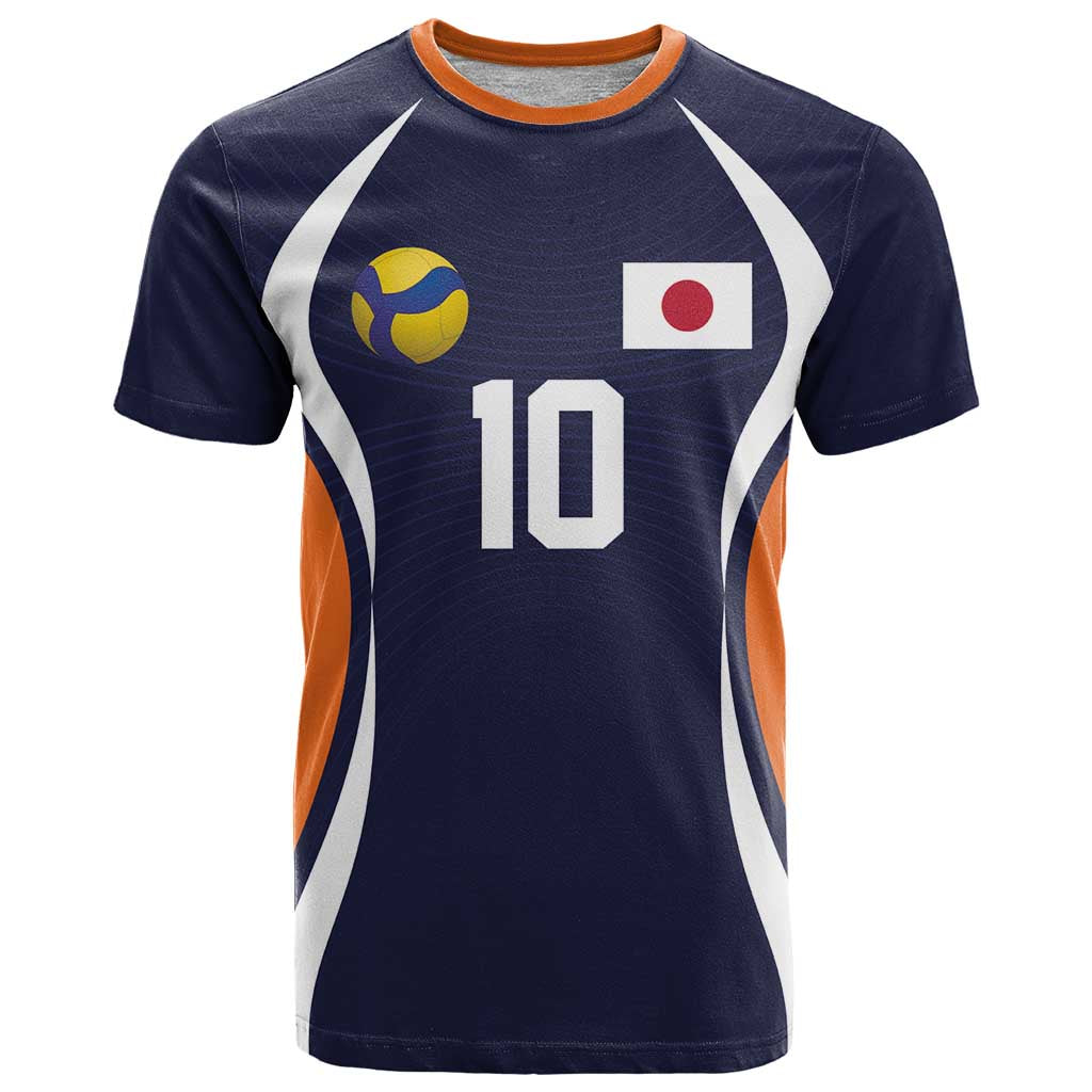 Custom Japan Volleyball T-Shirt Sporty Style Navy Color Graphic Tee