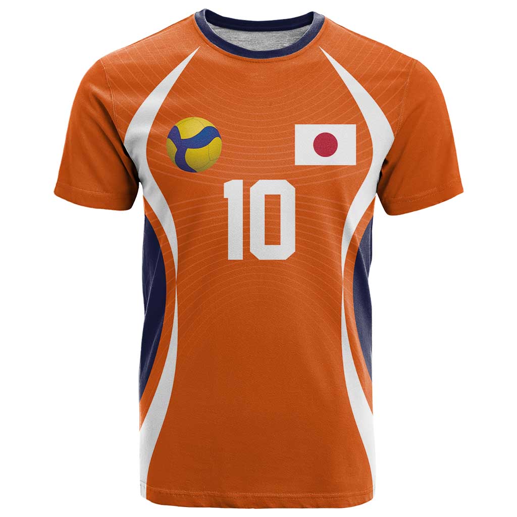 Custom Japan Volleyball T-Shirt Sporty Style Orange Color Graphic Tee