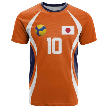 Custom Japan Volleyball T-Shirt Sporty Style Orange Color Graphic Tee