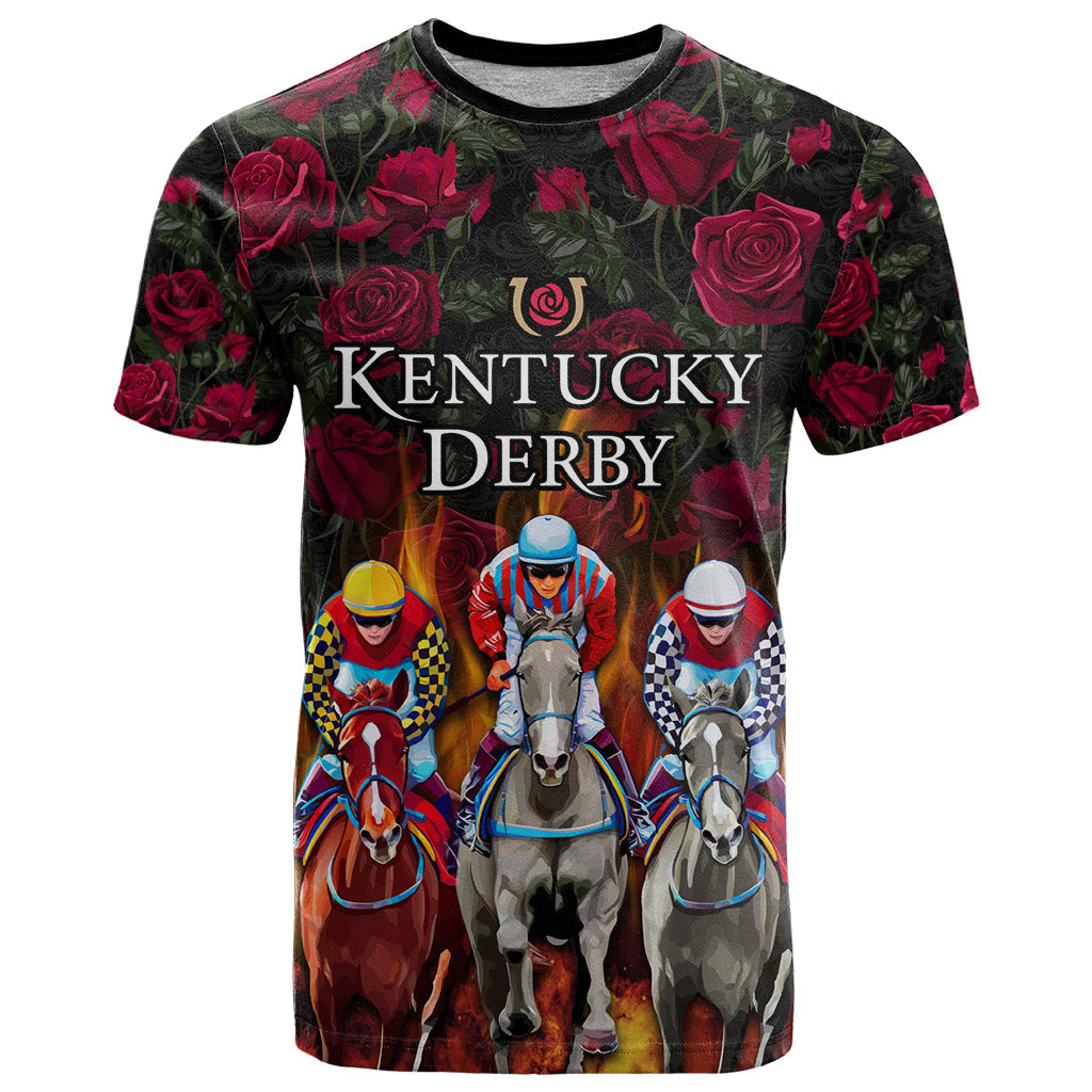 Personalized Kentucky Horses Racing T-Shirt Race For Burning Roses Graphic Tee