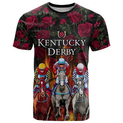 Personalized Kentucky Horses Racing T-Shirt Race For Burning Roses Graphic Tee