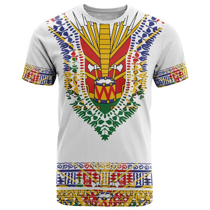 Haiti Flag Traditional Dashiki T-Shirt White Color Graphic Tee