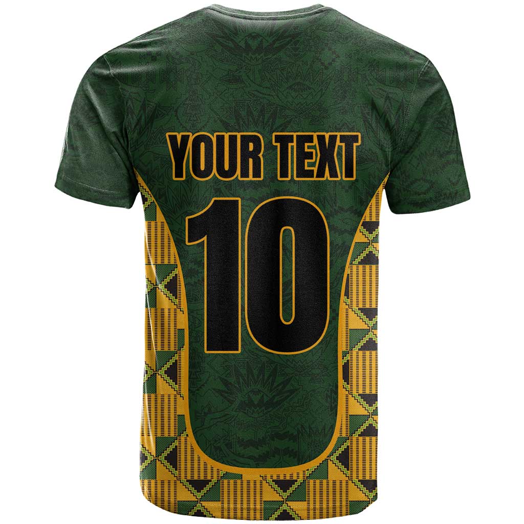 Custom South Africa Rugby 2024 T-Shirt Go Champion Springboks and Kente Pattern Graphic Tee