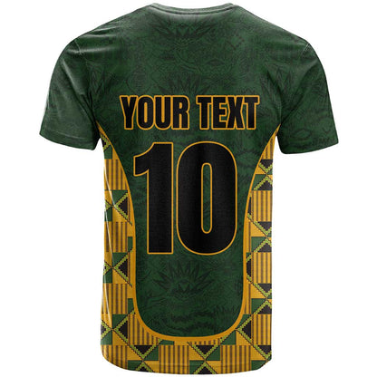 Custom South Africa Rugby 2024 T-Shirt Go Champion Springboks and Kente Pattern Graphic Tee