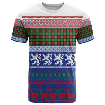 Scottish Christmas T-Shirt Xmas Royal Lions and Tartan Graphic Tee
