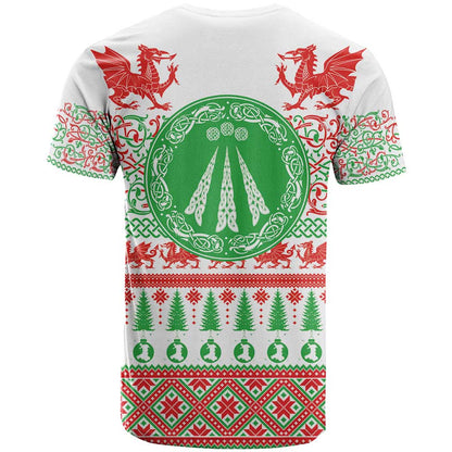 Welsh Christmas T-Shirt Awen and Celtics Culture with Xmas Elements Graphic Tee