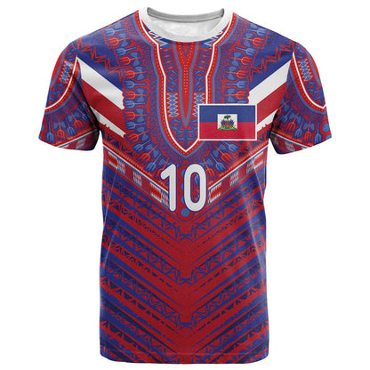 Custom Haiti National Football T-Shirt Dashiki Sporty Style Graphic Tee