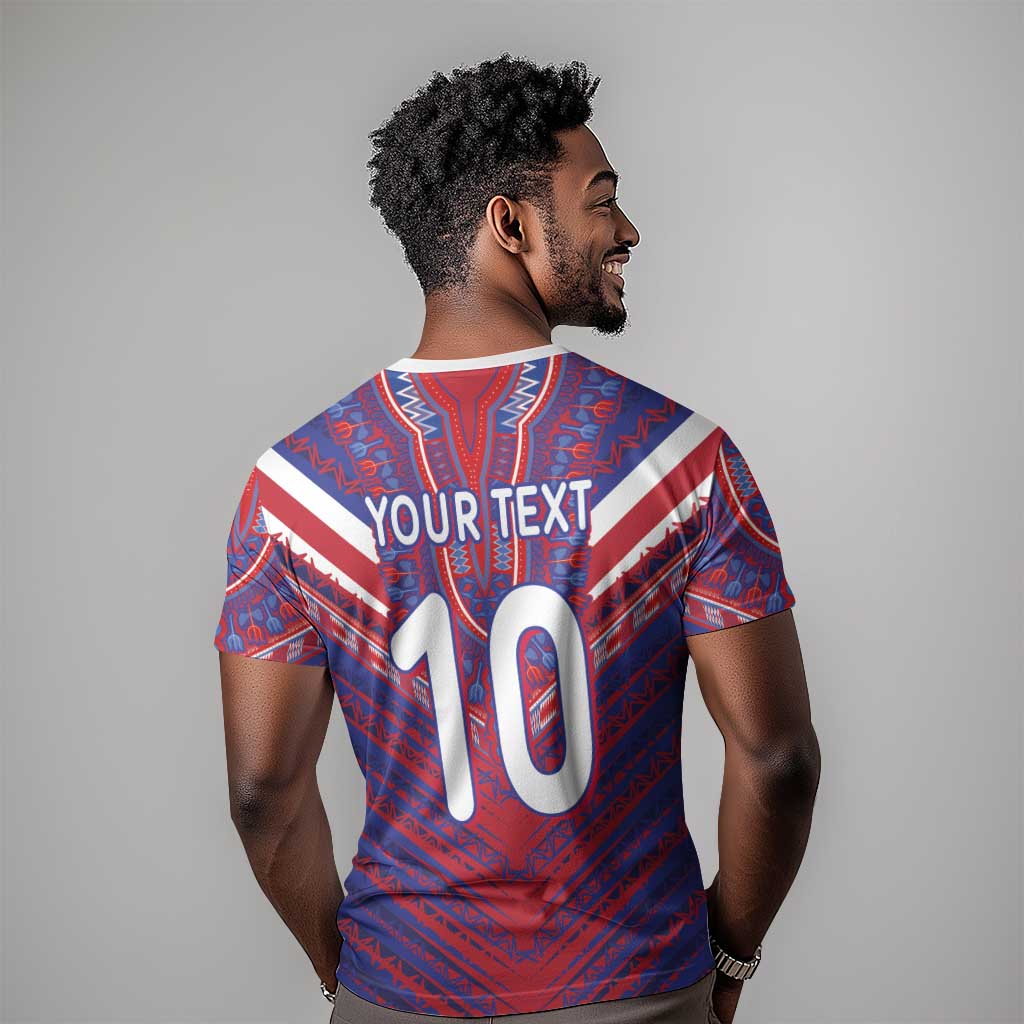 Custom Haiti National Football T-Shirt Dashiki Sporty Style Graphic Tee