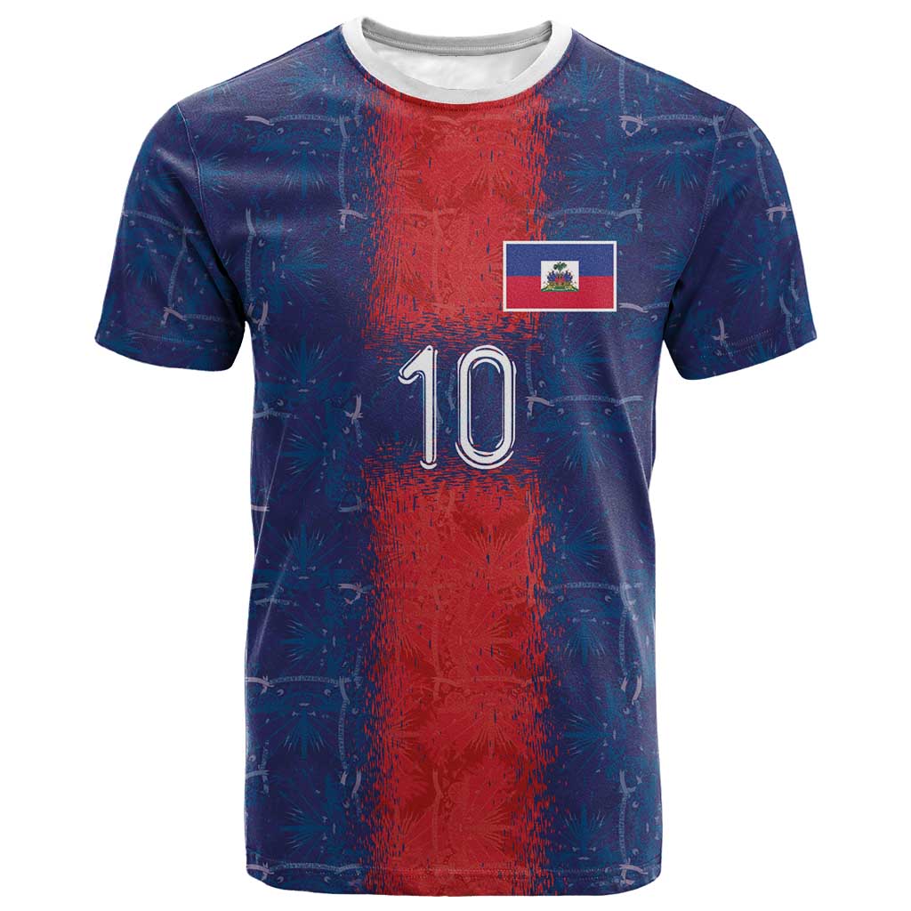 Custom Haiti National Football T-Shirt Haiti Emblems Motif Graphic Tee
