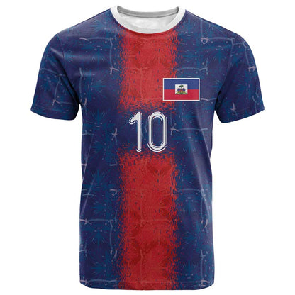 Custom Haiti National Football T-Shirt Haiti Emblems Motif Graphic Tee