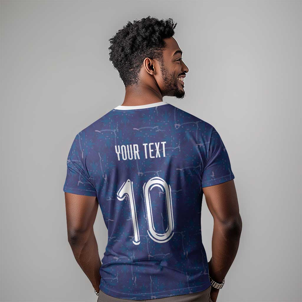 Custom Haiti National Football T-Shirt Haiti Emblems Motif Graphic Tee