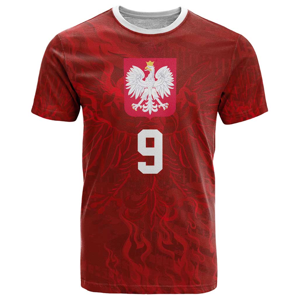 Custom Poland National Football T-Shirt The Eagles on Flames Graphic Tee