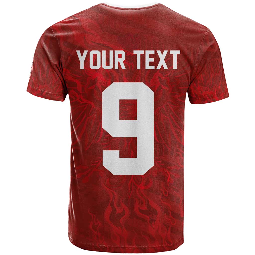 Custom Poland National Football T-Shirt The Eagles on Flames Graphic Tee