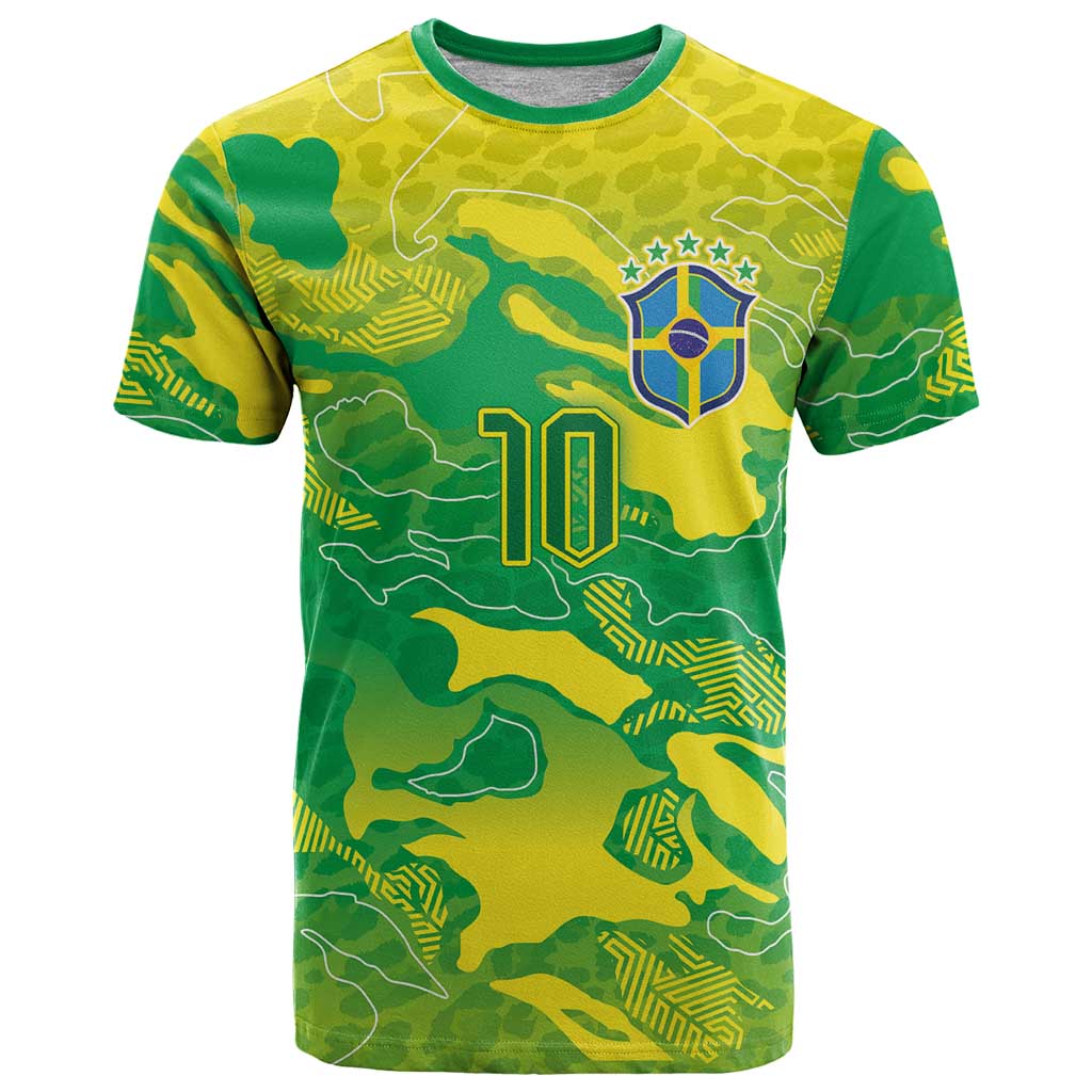 Custom Brazil National Football T-Shirt South American Wild Nature Sporty Style Graphic Tee