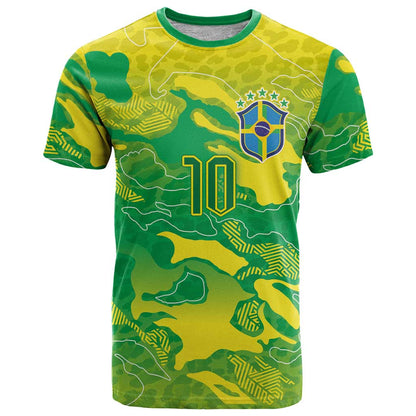 Custom Brazil National Football T-Shirt South American Wild Nature Sporty Style Graphic Tee