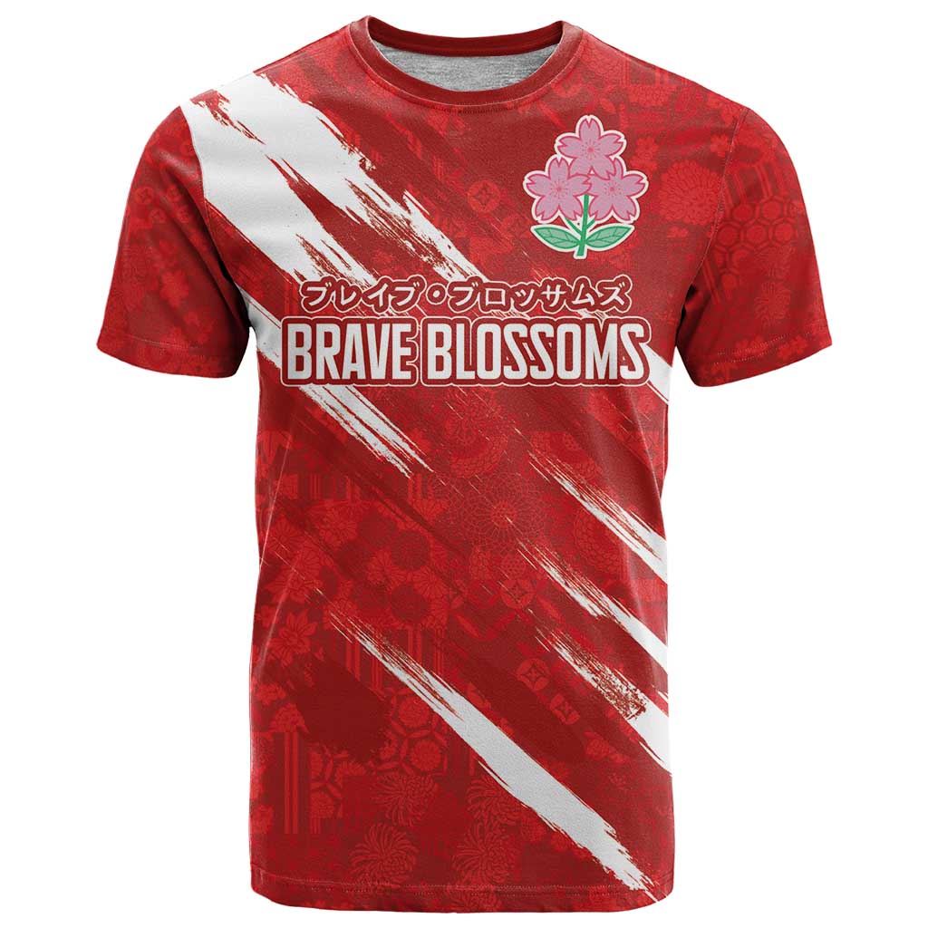 Custom Rugby Japan T-Shirt The Champion Brave Blossoms Red Color Graphic Tee