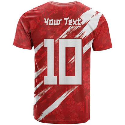 Custom Rugby Japan T-Shirt The Champion Brave Blossoms Red Color Graphic Tee