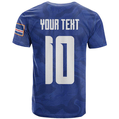 Custom Cape Verde National Football T-Shirt Glory Blue Sharks Graphic Tee