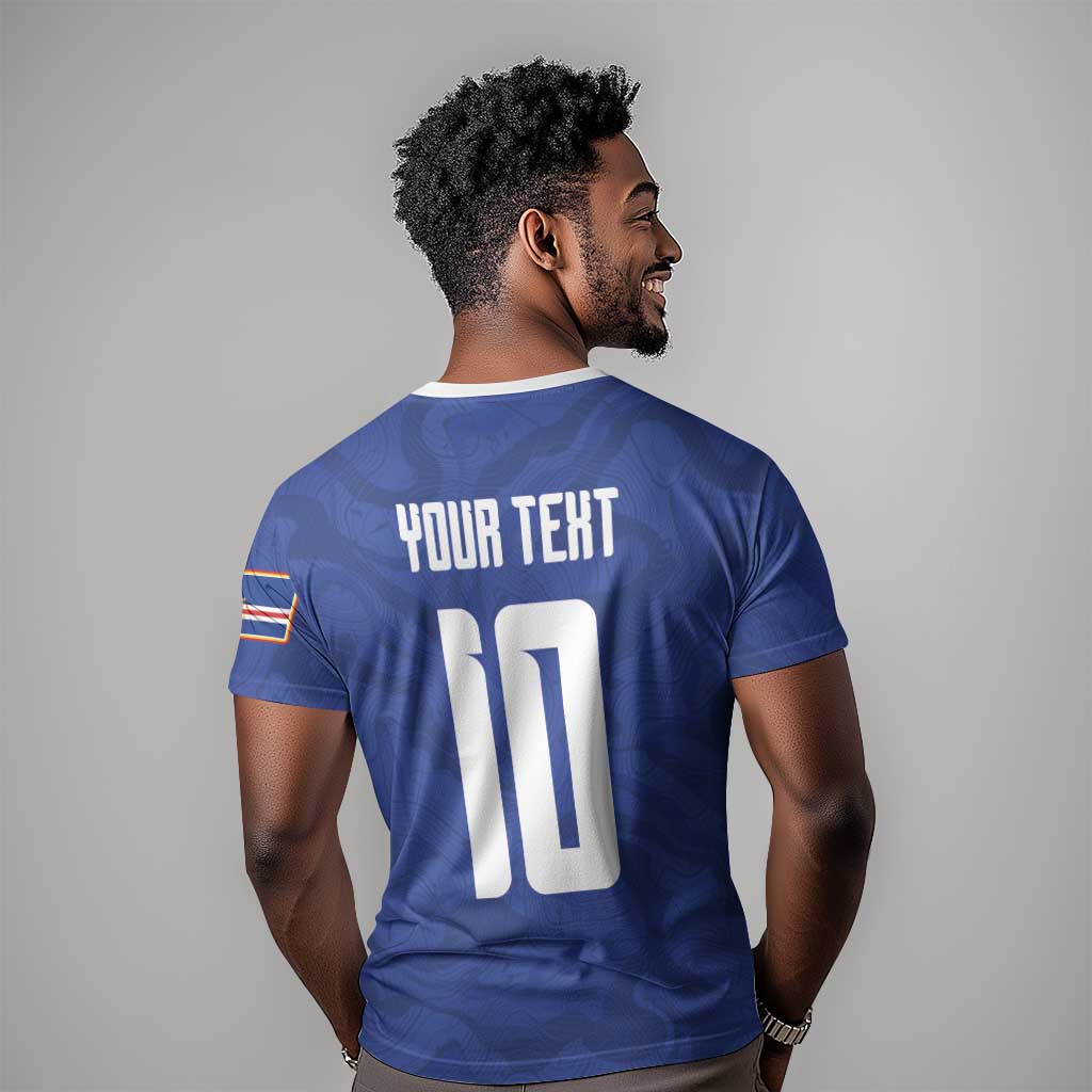 Custom Cape Verde National Football T-Shirt Glory Blue Sharks Graphic Tee