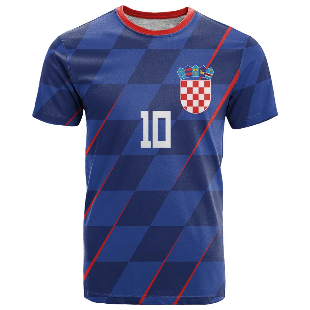 Custom Croatia National Football T-Shirt The Checkered Blue Version Graphic Tee