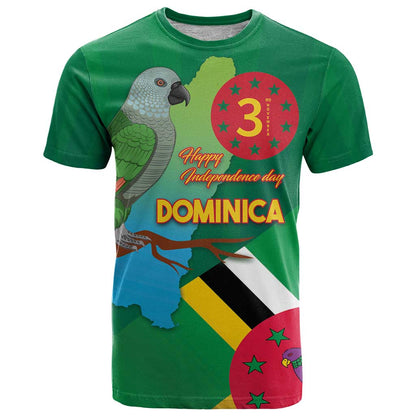 Dominica Independence Day T-Shirt Imperial Amazon With National Flag and Map Graphic Tee