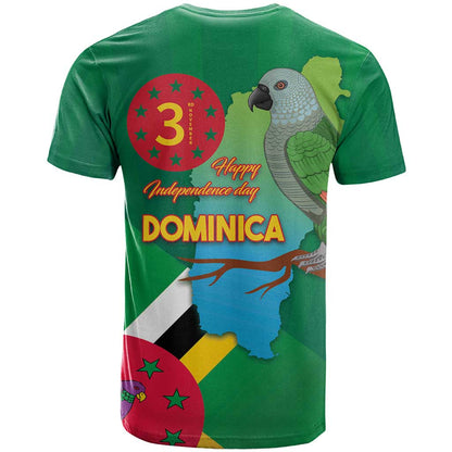 Dominica Independence Day T-Shirt Imperial Amazon With National Flag and Map Graphic Tee