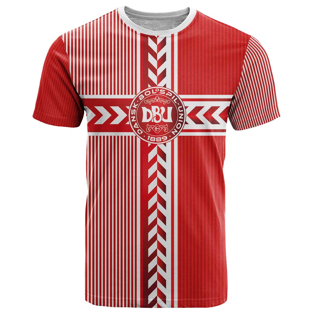 Custom Denmark National Football T-Shirt The Red and Whites Sporty Style Graphic Tee
