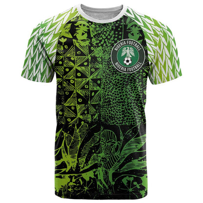 Custom Nigeria National Football T-Shirt Super Eagles-Feather Shoulders Sleeves Armor Graphic Tee