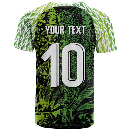 Custom Nigeria National Football T-Shirt Super Eagles-Feather Shoulders Sleeves Armor Graphic Tee