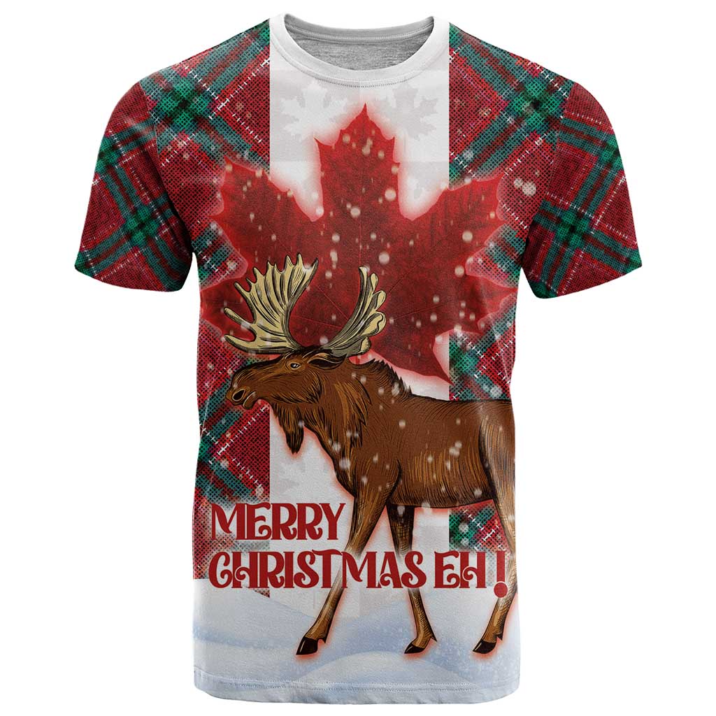 Canadian Christmas - Moose and Maple Retro Style T-Shirt Graphic Tee