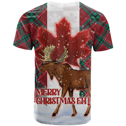 Canadian Christmas - Moose and Maple Retro Style T-Shirt Graphic Tee