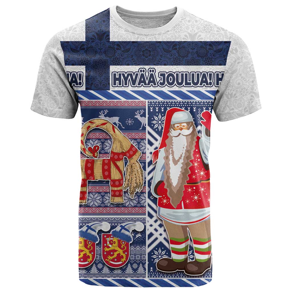 Yule Goat Joulupukki Finnish Christmas T-Shirt Scandinavian Pattern Graphic Tee